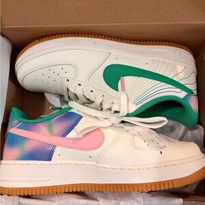 Colorful Sneakers with Green and Pink Accents
